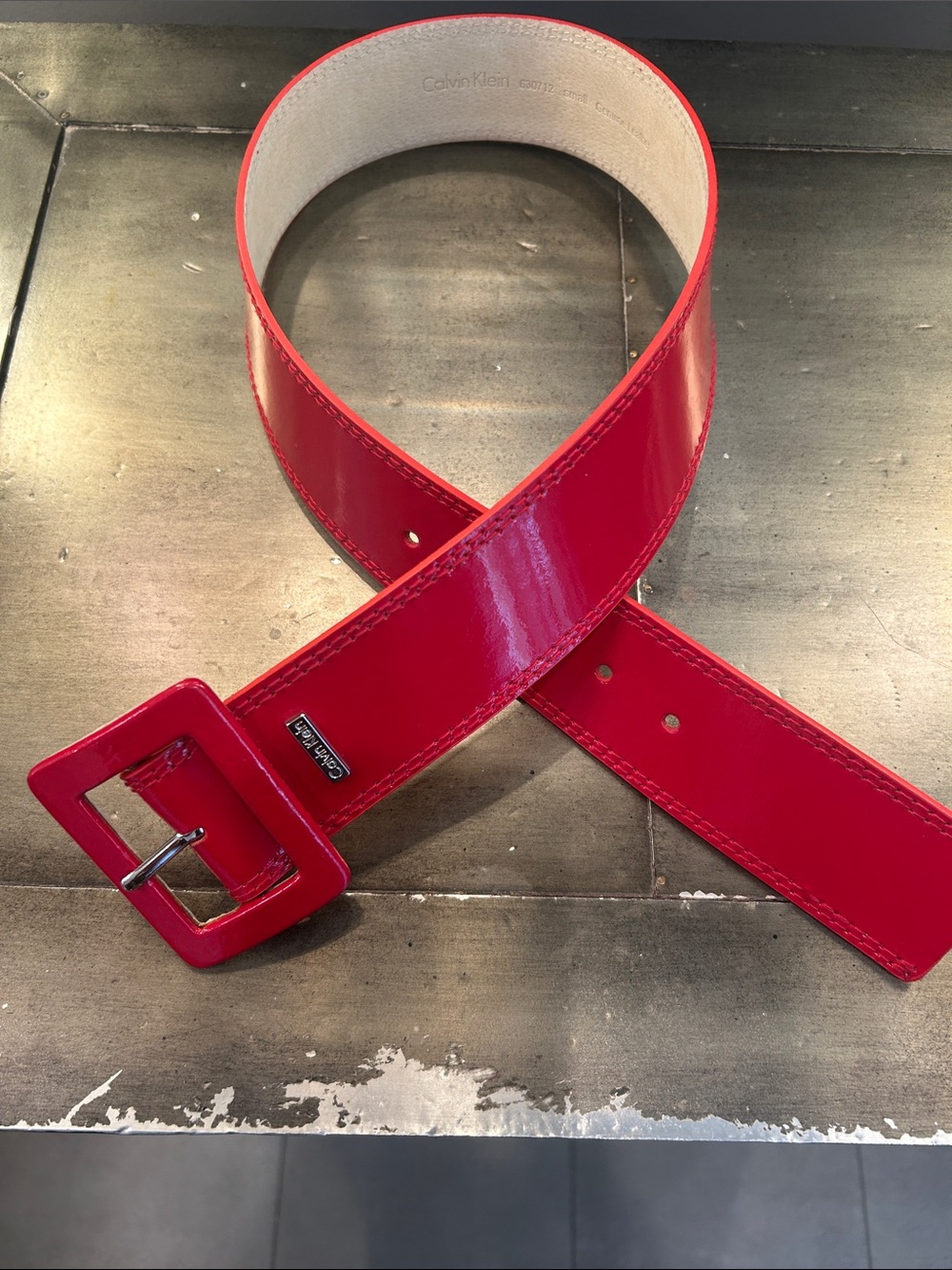 Calvin Klein Red Patent Leather Belt
